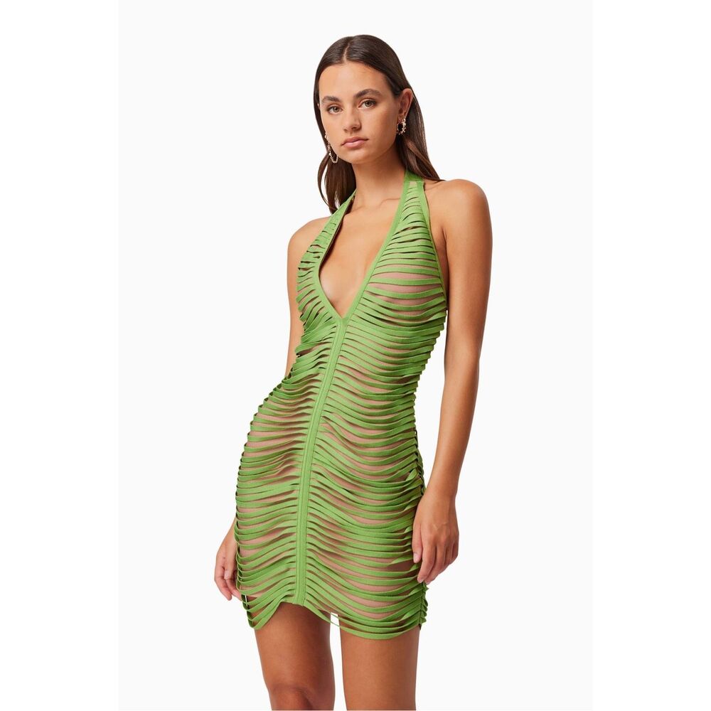 Elliatt Stella Halter Neck Mini Dress Green night out Party Dress size S NWT$249